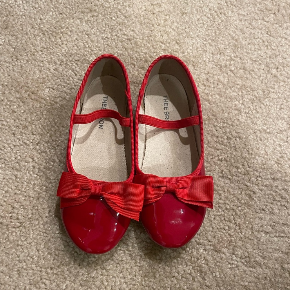Patent Leather Red Bow Flats